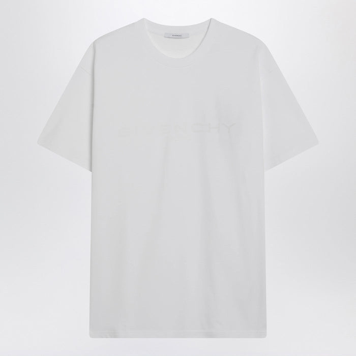 Givenchy White Cotton And Silk T-Shirt With Jacquard Logo