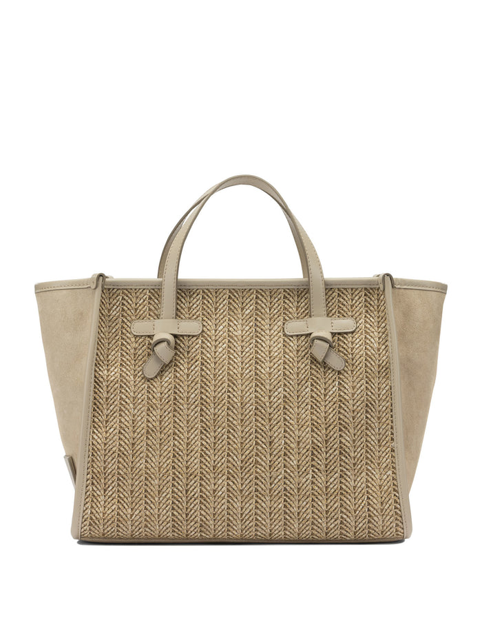 Gianni Chiarini Beige Fabric Leather Bag