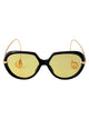 Bottega Veneta Black-Gold-Yellow Recycled Acetate Sunglasses