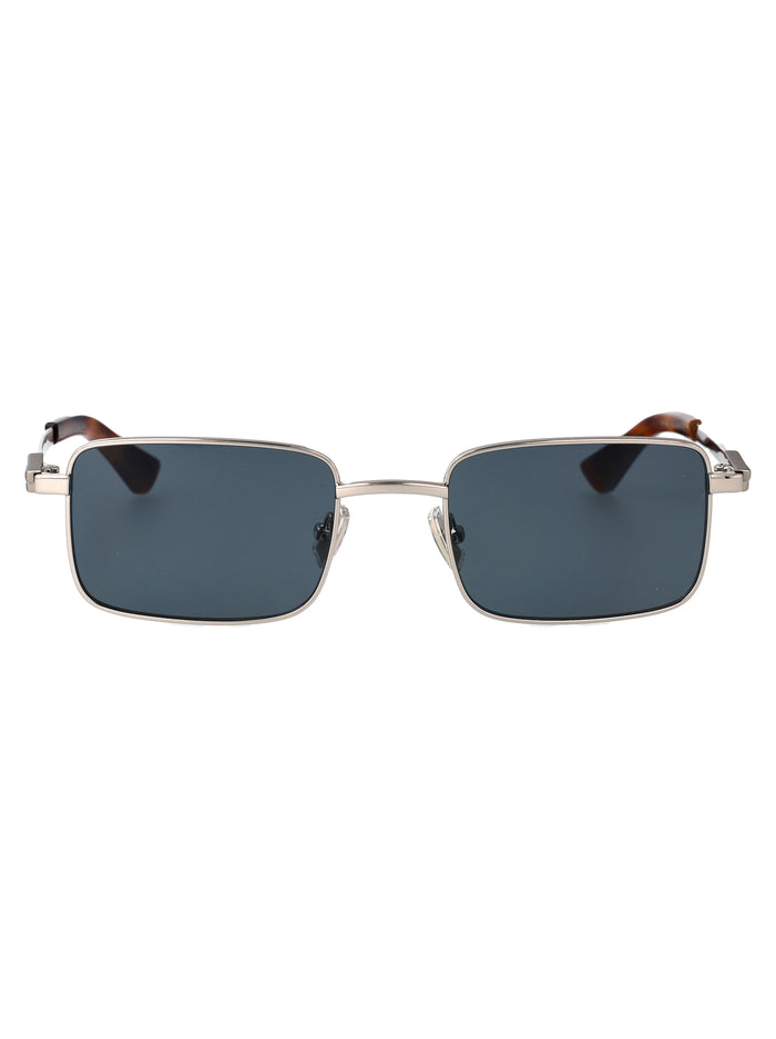 Bottega Veneta Silver-Silver-Blue Metal Sunglasses