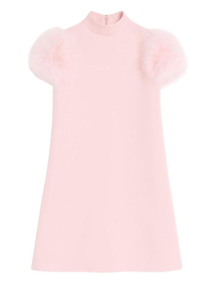 Valentino Feathered Wool And Silk Dress