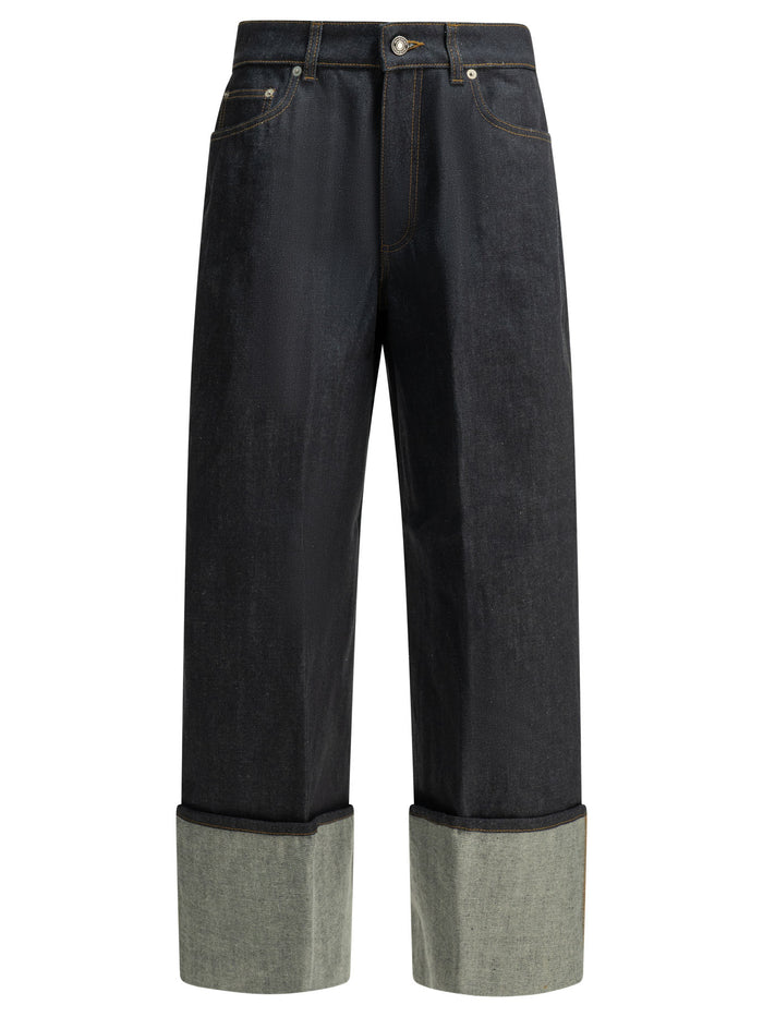 Givenchy Wide Leg Blue Cotton Jeans