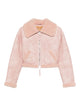 Jakke Pink Polyurethane Aviator Cropped Jacket