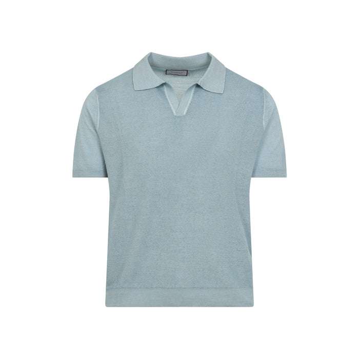 Canali Green Wool And Silk Polo