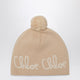 Chloé Beige Pom-Pom Beanie With Logo