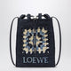 Loewe Navy/Light Blue Raffia And Leather Drawstring Pouch