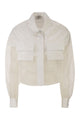 Elisabetta Franchi Cropped Cotton Shirt With Silk Organza Inserts