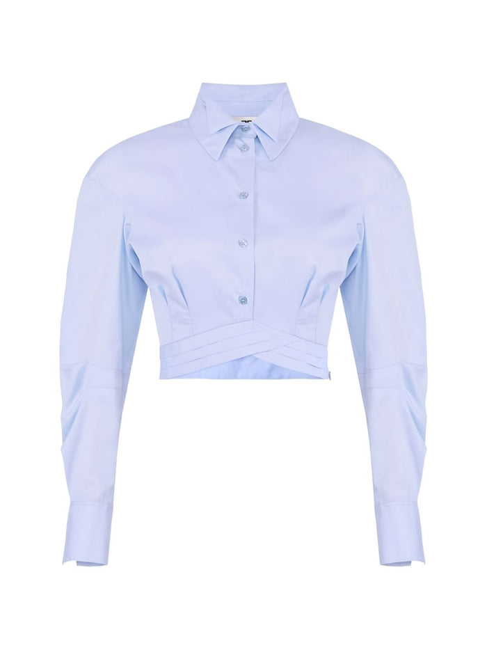 Elisabetta Franchi Blue Crop Blouse