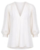 Seventy Cream Gathered V-Neck Smocked Shirt