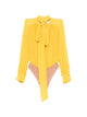 Elisabetta Franchi Yellow Ls Bodysuit Wide Neckline