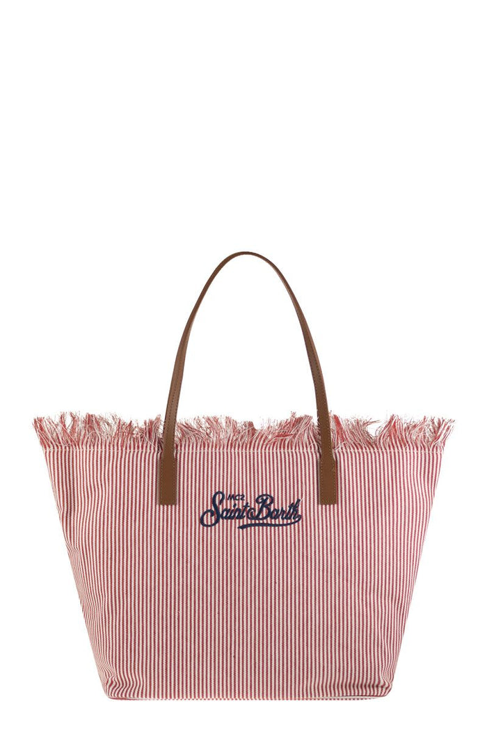 Mc2 Saint Barth City Shopper Bag With Stripes And Embroidered Logo