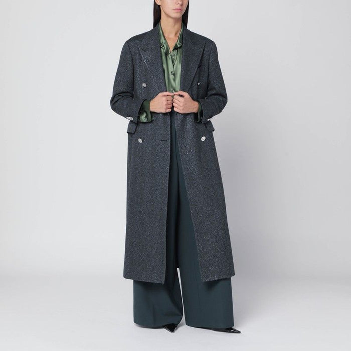 Tagliatore Black Houndstooth Double-Breasted Coat