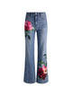 Alice + Olivia Embroidered Denim Jeans