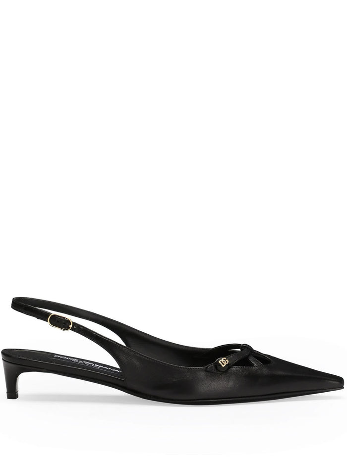 Dolce & Gabbana Black Leather Slingback Shoes