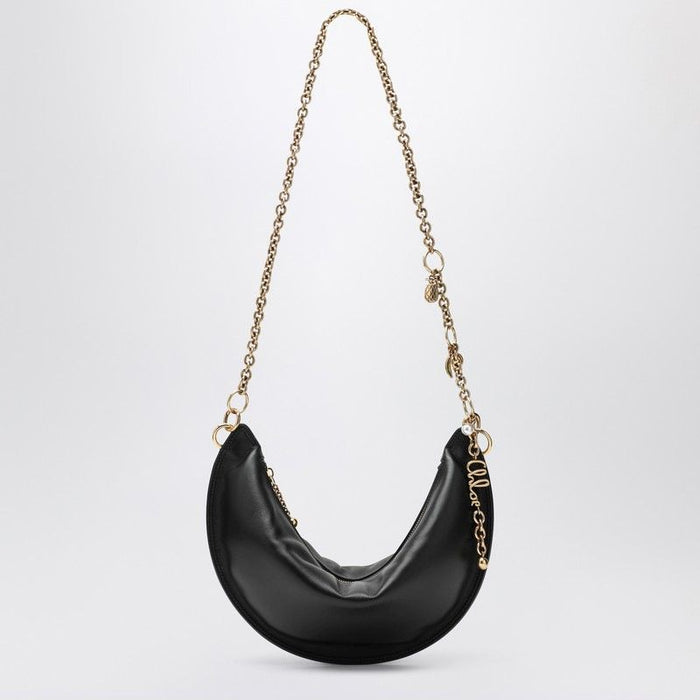 Chloé Black Half Moon Bag Gold Chain Logo
