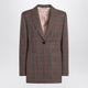 Chloé Single-Breasted Checked Brown Wool Jacket