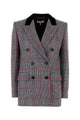 Chloé Black/White Checkered Wool Double-Breasted Blazer