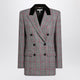 Chloé Black/White Checkered Wool Double-Breasted Blazer