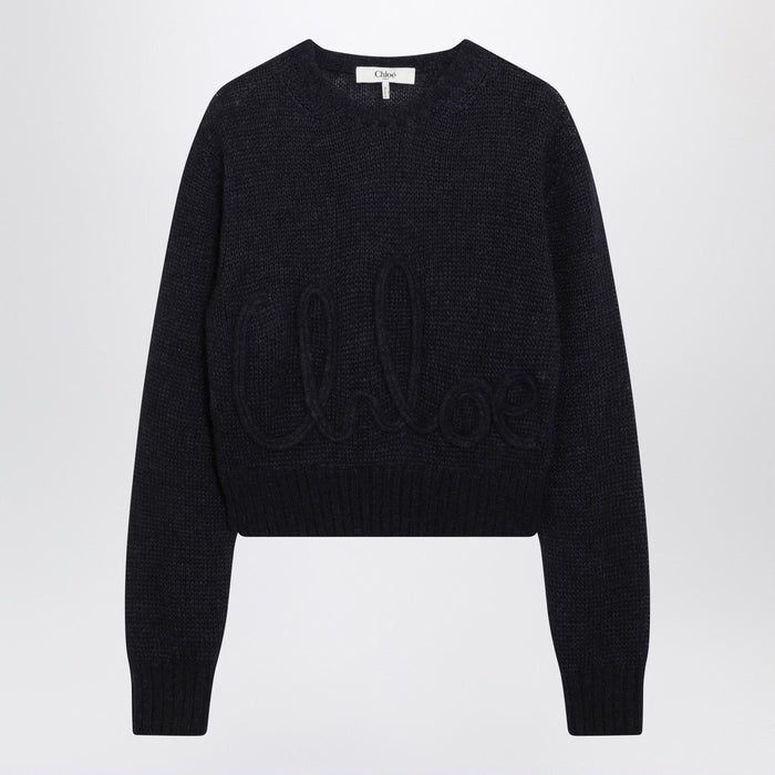 Chloé Navy Blue Alpaca-Blend Sweater