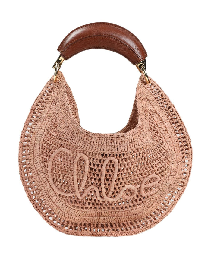 Chloé Borsa Hobo Summer Banana In Rafia Beige