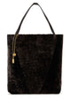 Chloé Dark Brown Shearling Large Chlo㨠Spin Shopping Bag
