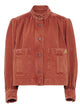Chloé High-Necked Denim Jacket With Ruffles