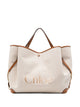 Chloé Chloé Clover Double Carry Bag Is Crafted From Cotton Canvas In A Lightweight Silhouette, Finished With Contrast Calfskin Trims And Gold-Tone Hardware. The Front Is Signed With An Oversized Ch