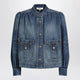 Chloé High-Neck Gathered Denim Jacket