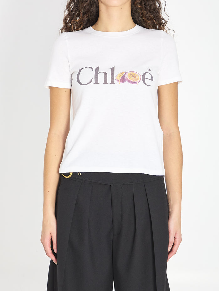 Chloé White Tshirt With Logo Print