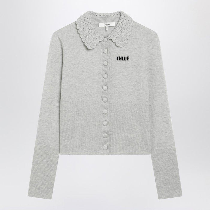 Chloé Fitted Wool Knit Cardigan With Logo