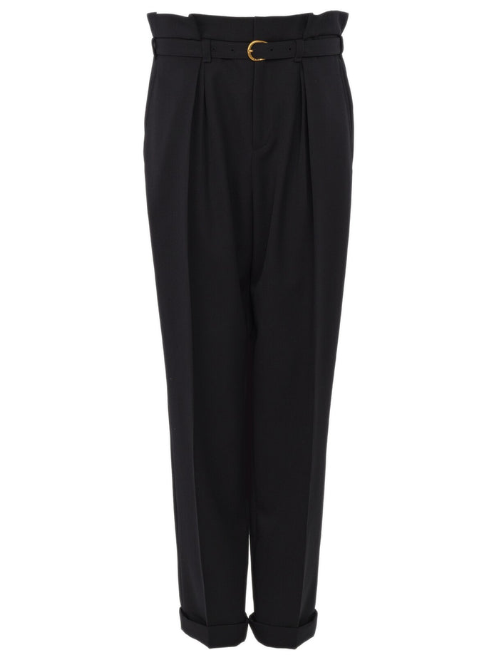 Chloé Wide-Leg, High-Waisted Trousers In Grain De Poudre Wool