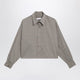 The Frankie Shop Arlen Boxy Cropped Checked Shirt In Beige Wool Blend