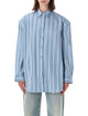 The Frankie Shop The Frankie Shop Oana Striped Padded Shirt - Blue Multi Stripe