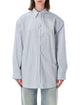 The Frankie Shop The Frankie Shop Oana Striped Padded Shirt - Light Blue Brown Stripe