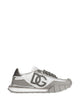 Dolce & Gabbana White Graphite Leather Flat Shoes