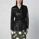 Tagliatore Black Leather Belted Jacket