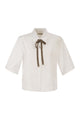 Herno Cropped Cotton Shirt With Ribbon Bow