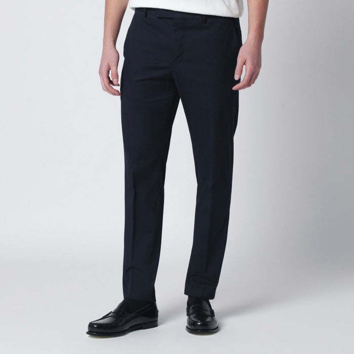 Pt Torino Blue Slim-Fit Cotton-Blend Trousers