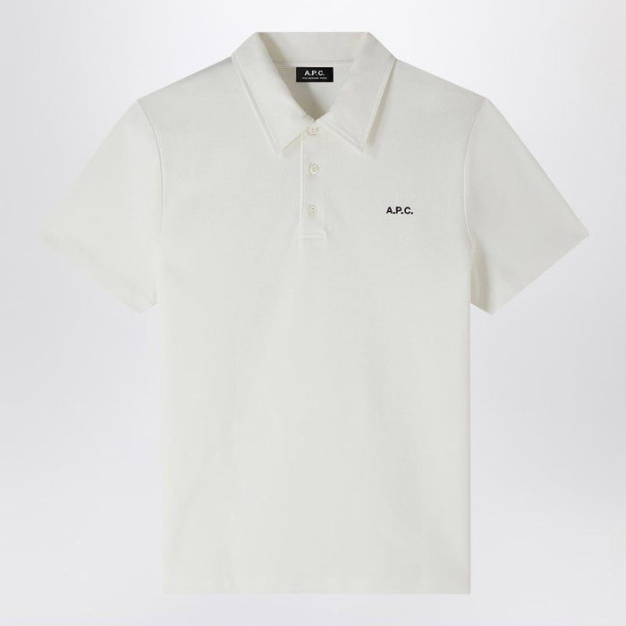 A.p.c. White Shortsleeved Polo Shirt With Logo Embroidery