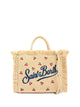 Mc2 Saint Barth Colette Medium Bag In Straw Effect Fabric With Cherry Embroidery