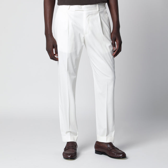 Pt Torino White Cotton Trousers