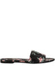 Dolce & Gabbana Calfskin Flat Slippers With Rose Print