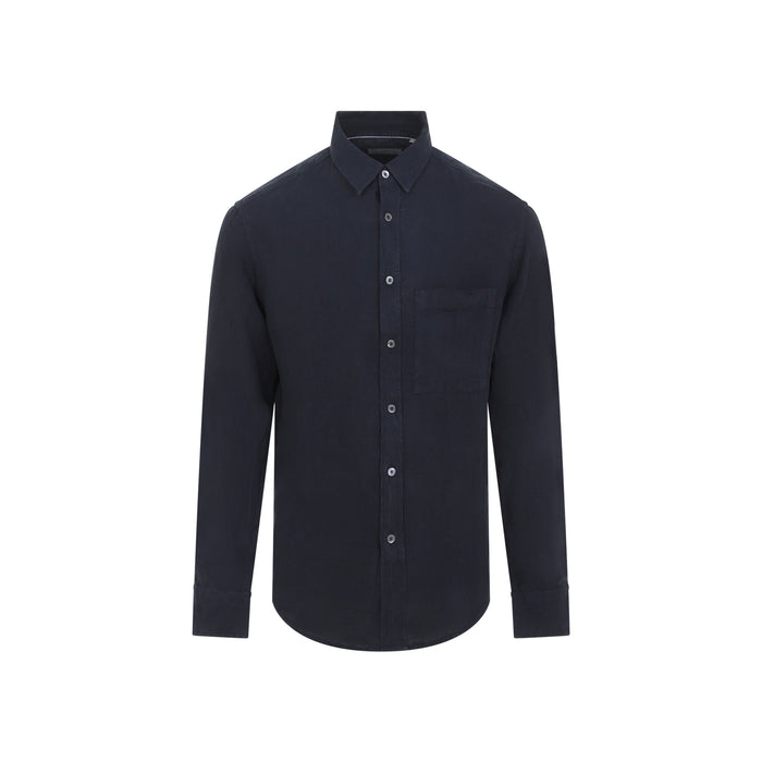 Canali Navy-Blue Linen Shirt