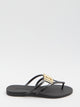 Dolce & Gabbana Flat Black Rubber Flip-Flop With Golden Logo