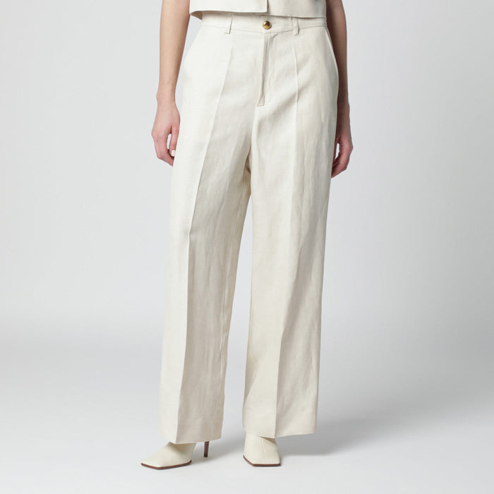 P.a.r.o.s.h. Sand-Colored Linen-Blend Trousers