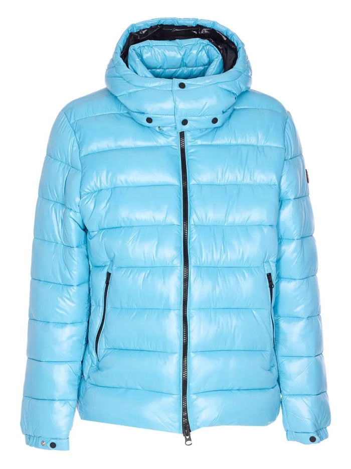 Save The Duck Florian Down Jacket With Lacquered Finish And Removable Hood