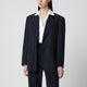 P.a.r.o.s.h. Blue Linen-Blend Single-Breasted Jacket