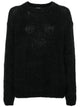 Parosh Black Mohair Blend Crew Neck Sweater