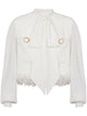 Balmain White Lavalliere Jacket With Bow Pocket