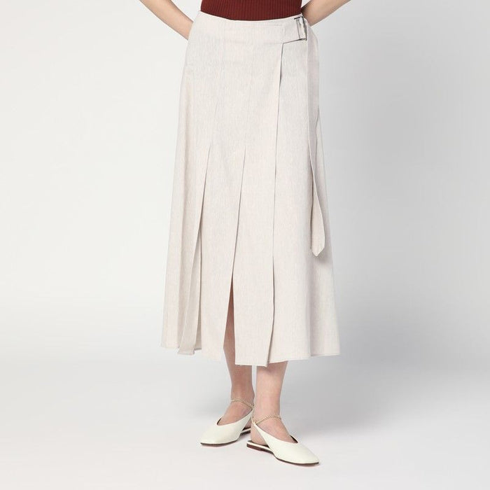 Department Five Traxs Grey Mélange Skirt In Linen Blend